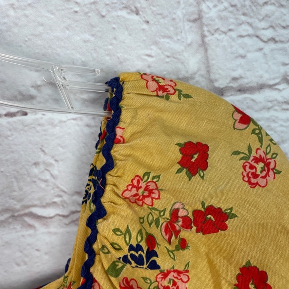 Gunne Sax Rare Black Label Medieval Style Floral Yellow Maxi Dress Size 5 - Picture 14 of 16